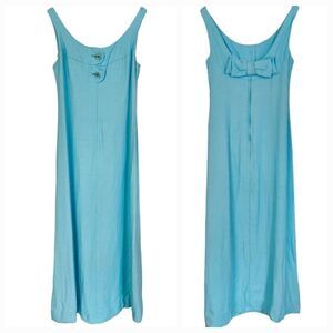 Hand Crafted Sky Blue Maxi Dress with Bow Detail
